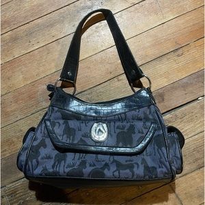 Blue and black horse purse